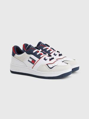 Tommy Hilfiger Colour-Blocked Basket Tornacipő Férfi Fehér | TH865MEL