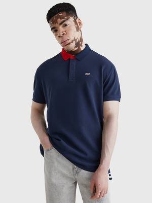 Tommy Hilfiger Colour-Blocked Collar Relaxed Fit Póló Férfi Kék | TH071JYU