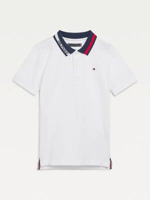 Tommy Hilfiger Colour-Blocked Logo Collar Polo Póló Fiú Fehér | TH823COZ