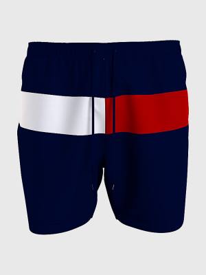 Tommy Hilfiger Colour-Blocked Long Length Shorts Fürdőruha Férfi Kék | TH892HOE