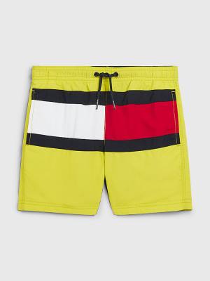 Tommy Hilfiger Colour-Blocked Mid Length Shorts Fürdőruha Fiú Sárga | TH268QDW