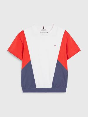 Tommy Hilfiger Colour-Blocked Organic Pamut Knit Póló Lány Kék | TH821DMC