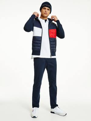 Tommy Hilfiger Colour-Blocked Padded Zip-Thru Kapucnis Pulóver Férfi Kék | TH784EHI