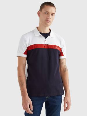 Tommy Hilfiger Colour-Blocked Regular Fit Póló Férfi Kék | TH487OQU