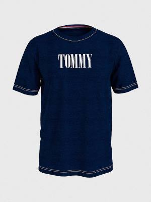 Tommy Hilfiger Contrast Logo Organic Pamut Fürdőruha Férfi Kék | TH897SUR