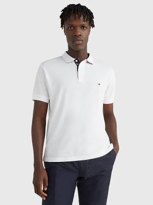 Tommy Hilfiger Contrast Placket Regular Fit Póló Férfi Fehér | TH506NRL