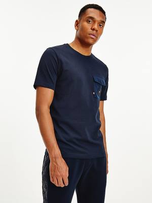 Tommy Hilfiger Contrast Pocket Relaxed Fit Póló Férfi Kék | TH746ZUB