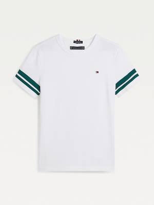 Tommy Hilfiger Contrast Sleeve Póló Fiú Fehér | TH217DQK