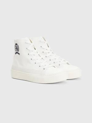 Tommy Hilfiger Crest Vászon High Top Tornacipő Női Fehér | TH726XIF