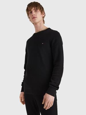 Tommy Hilfiger Crew Neck Jumper Pulóverek Férfi Fekete | TH029FXY