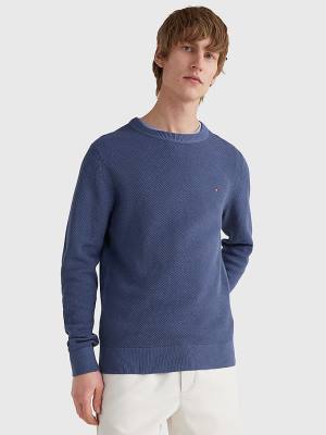 Tommy Hilfiger Crew Neck Jumper Pulóverek Férfi Kék | TH134YDU