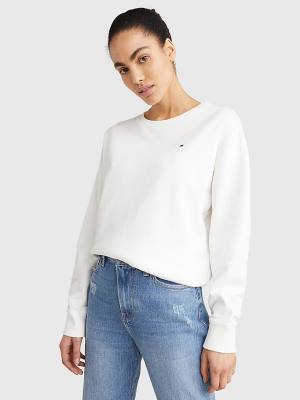 Tommy Hilfiger Crew Neck Relaxed Fit Pulóver Női Fehér | TH147KHM