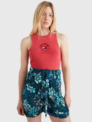 Tommy Hilfiger Cropped Logo Tank Top Póló Női Piros | TH092MYN