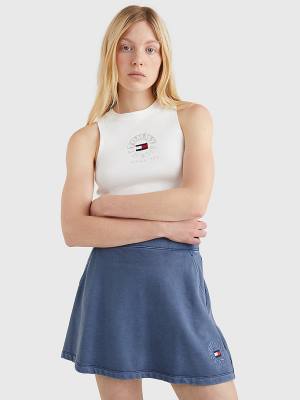 Tommy Hilfiger Cropped Logo Tank Top Póló Női Fehér | TH921XZF