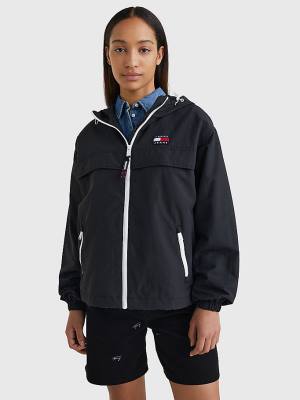 Tommy Hilfiger Csuklyás Chicago Windbreaker Kabát Női Fekete | TH761SYX