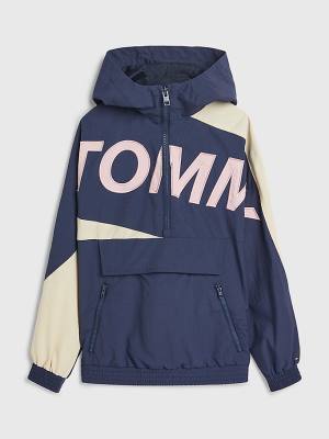 Tommy Hilfiger Csuklyás Logo Chicago Windbreaker Kabát Fiú Kék | TH652FLN