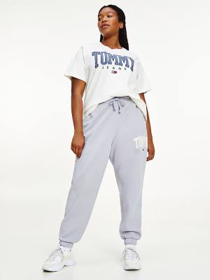 Tommy Hilfiger Curve College Tommy Badge Plush Joggers Nadrág Női Lila | TH683AIQ