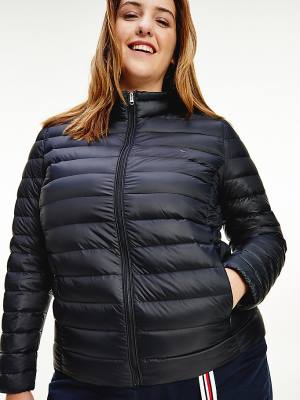 Tommy Hilfiger Curve Essential Removable Hood Down Kabát Női Fekete | TH403MLD