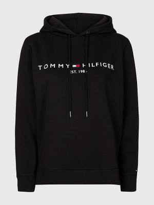 Tommy Hilfiger Curve Logo Drawstring Kapucnis Pulóver Női Fekete | TH864EDO