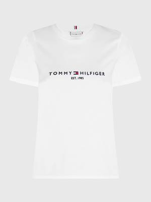 Tommy Hilfiger Curve Organic Pamut Logo Póló Női Fehér | TH156KHJ