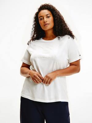 Tommy Hilfiger Curve Organic Pamut Tonal Logo Póló Női Fehér | TH520JZH