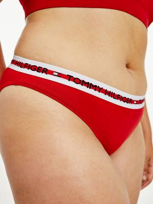 Tommy Hilfiger Curve Repeat Logo Stretch Organic Pamut Briefs Fehérnemű Női Piros | TH276WTO