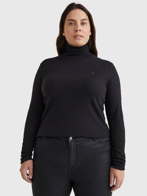 Tommy Hilfiger Curve Roll Neck Skinny Fit Jumper Póló Női Fekete | TH596TNO