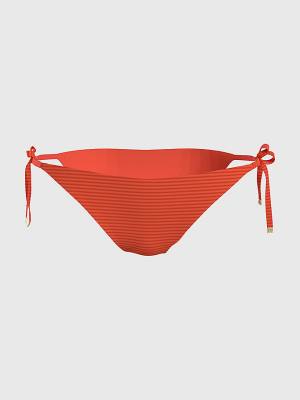 Tommy Hilfiger Curve Side Tie Ribbed Bikini Bottoms Fürdőruha Női Piros | TH590VGX