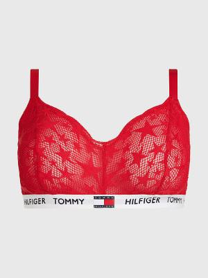 Tommy Hilfiger Curve Tommy 85 Star Csipke Triangle Bra Fehérnemű Női Piros | TH078JBY