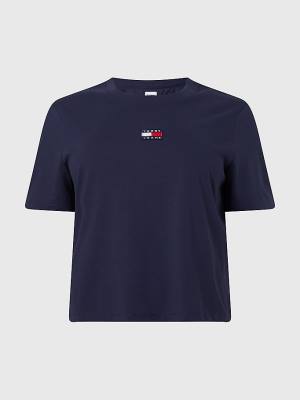 Tommy Hilfiger Curve Tommy Badge Crew Neck Póló Női Kék | TH270FNO