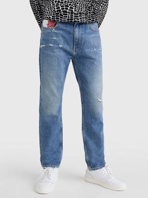 Tommy Hilfiger Dad Regular Tapered Faded Distressed Farmer Férfi Denim | TH631TGO