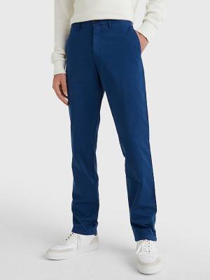 Tommy Hilfiger Denton Straight Fit Satin Chinos Nadrág Férfi Kék | TH749SWI