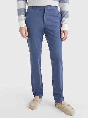 Tommy Hilfiger Denton Straight Fit Satin Chinos Nadrág Férfi Kék | TH826AMB