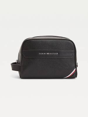 Tommy Hilfiger Downtown Metal Logo Washbag Táska Férfi Fekete | TH913HQF