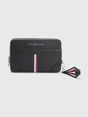 Tommy Hilfiger Downtown Pebble Grain Pouch Táska Férfi Fekete | TH850OHY