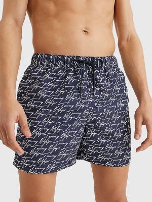 Tommy Hilfiger Drawstring Mid Length Shorts Fürdőruha Férfi Kék | TH930VJN