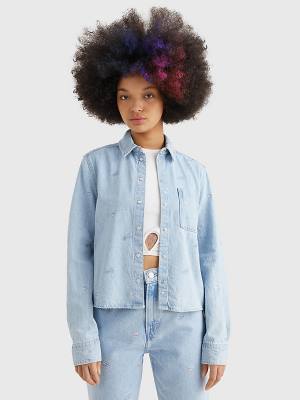 Tommy Hilfiger Embroidery Cropped Denim Ingek Női Denim | TH342BOH