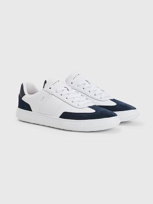 Tommy Hilfiger Essential Bőr Cupsole Tornacipő Férfi Fehér | TH173ROD