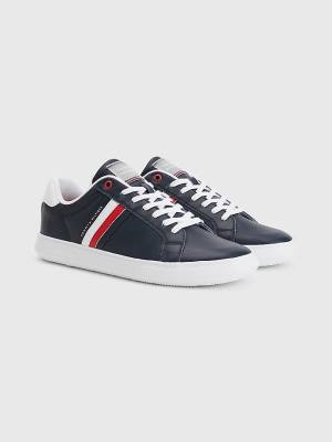 Tommy Hilfiger Essential Bőr Cupsole Tornacipő Férfi Kék | TH412CBR