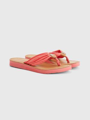 Tommy Hilfiger Essential Bőr Footbed Flip-Flops Szandál Női Piros | TH368GDB