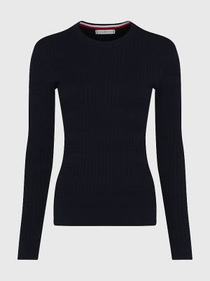 Tommy Hilfiger Essential Cable Knit Jumper Pulóverek Női Kék | TH695MOV