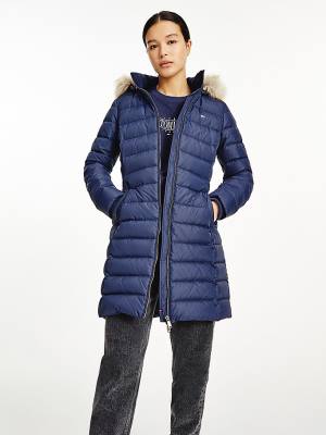 Tommy Hilfiger Essential Csuklyás Down Coat Kabát Női Kék | TH429IHB