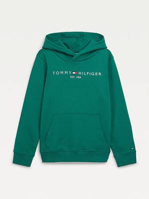 Tommy Hilfiger Essential Logo Kapucnis Pulóver Lány Zöld | TH379BLQ