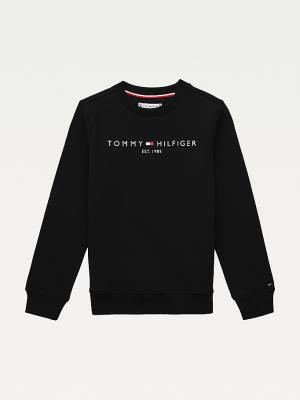 Tommy Hilfiger Essential Logo Pulóver Fiú Fekete | TH517MBL