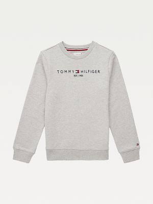 Tommy Hilfiger Essential Logo Pulóver Fiú Szürke | TH726TIA