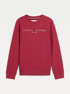 Tommy Hilfiger Essential Logo Pulóver Lány Piros | TH153MNZ