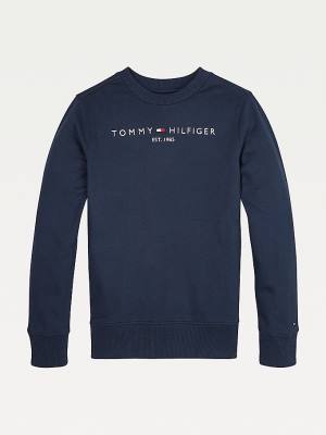 Tommy Hilfiger Essential Logo Pulóver Lány Kék | TH605DNT