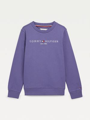 Tommy Hilfiger Essential Logo Pulóver Lány Kék | TH807TFI