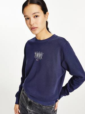 Tommy Hilfiger Essential Logo Pulóver Női Kék | TH689ZBL