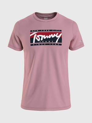 Tommy Hilfiger Essential Logo Póló Férfi Rózsaszín | TH087ADT